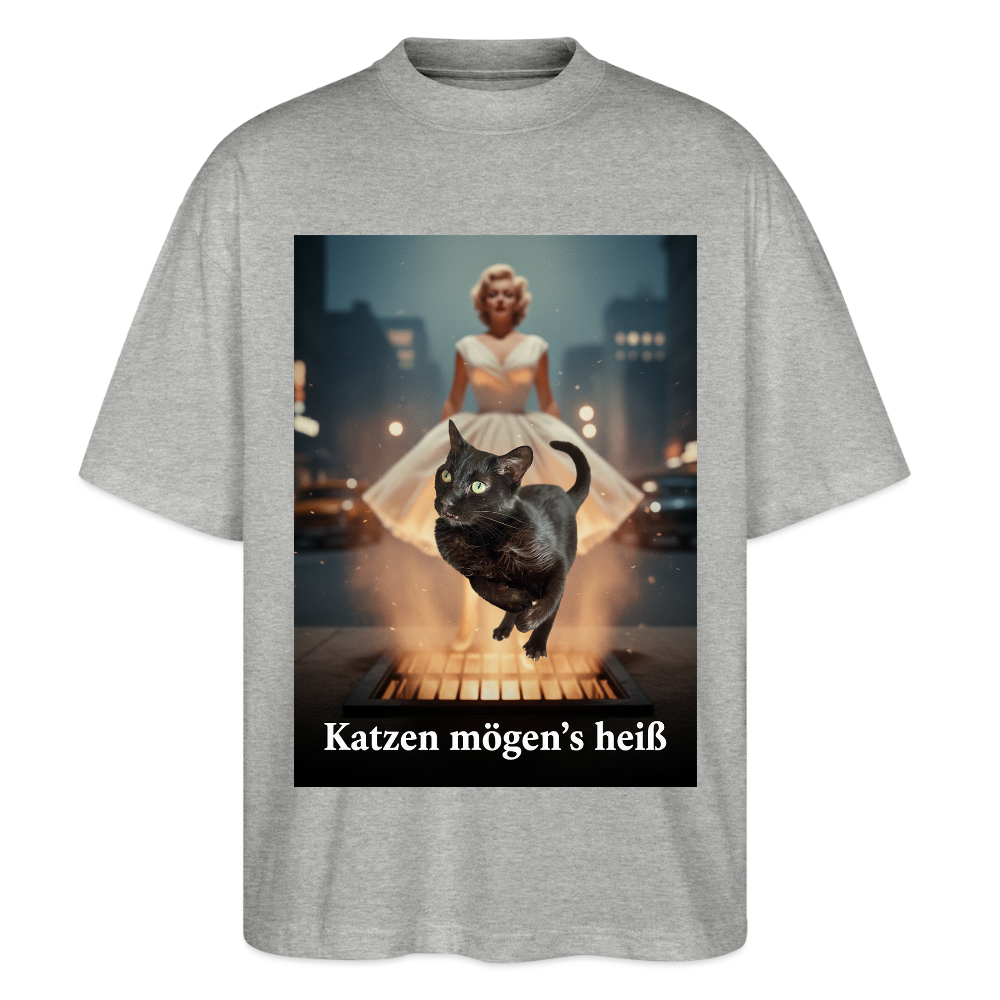 Katzen mögen’s heiß | Stanley/Stella Oversized Unisex Bio T-Shirt Blaster - Grau meliert