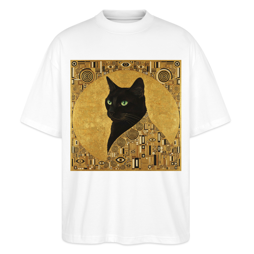 Adele… aber sie schnurrt – Goldene Katze à la Klimt | Stanley/Stella Oversized Unisex Bio T-Shirt Blaster - Weiß