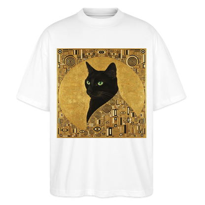 Adele… aber sie schnurrt – Goldene Katze à la Klimt | Stanley/Stella Oversized Unisex Bio T-Shirt Blaster - Weiß