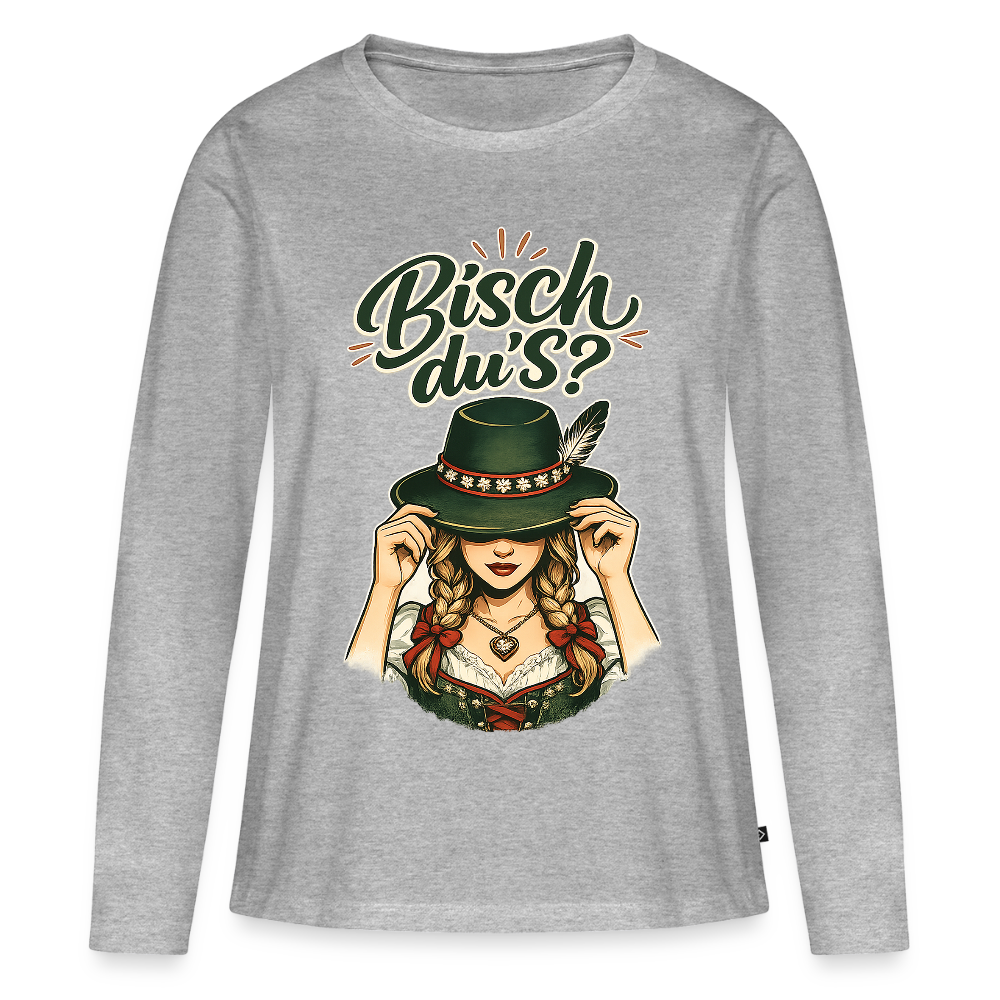 Bisch du’s? – Der Blick sagt alles | Frauen Premium Bio Langarmshirt - Grau meliert