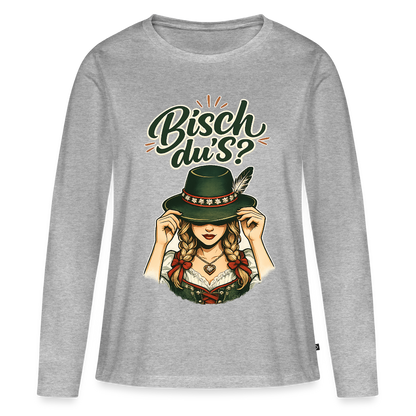 Bisch du’s? – Der Blick sagt alles | Frauen Premium Bio Langarmshirt - Grau meliert