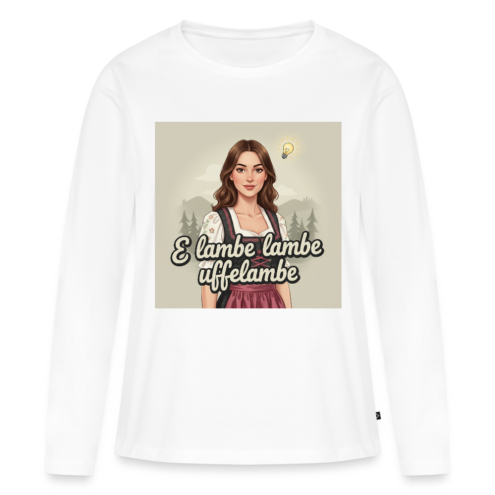 E Lambe, lambe, uffelambe – Alemannischer Geistesblitz | Frauen Premium Bio Langarmshirt - Weiß