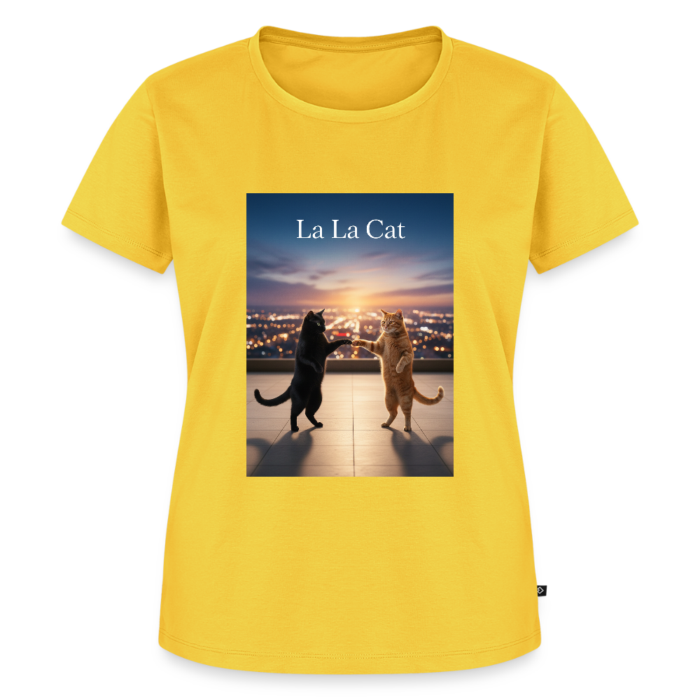 La La Cat – Tanz über den Dächern | Frauen Premium T-Shirt - Gelb