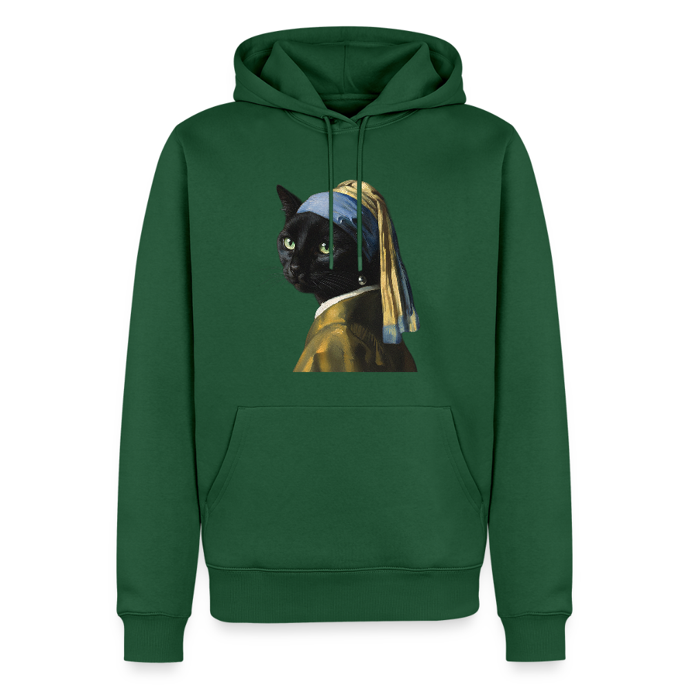 Das Mädchen mit dem Perlenohrring… aber es ist eine Katze | Männer Premium Hoodie - Flaschengrün