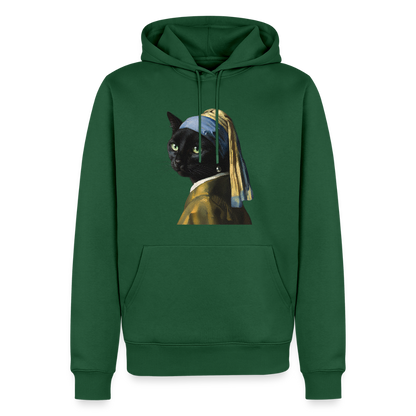 Das Mädchen mit dem Perlenohrring… aber es ist eine Katze | Männer Premium Hoodie - Flaschengrün
