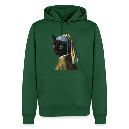 Das Mädchen mit dem Perlenohrring… aber es ist eine Katze | Männer Premium Hoodie - Flaschengrün