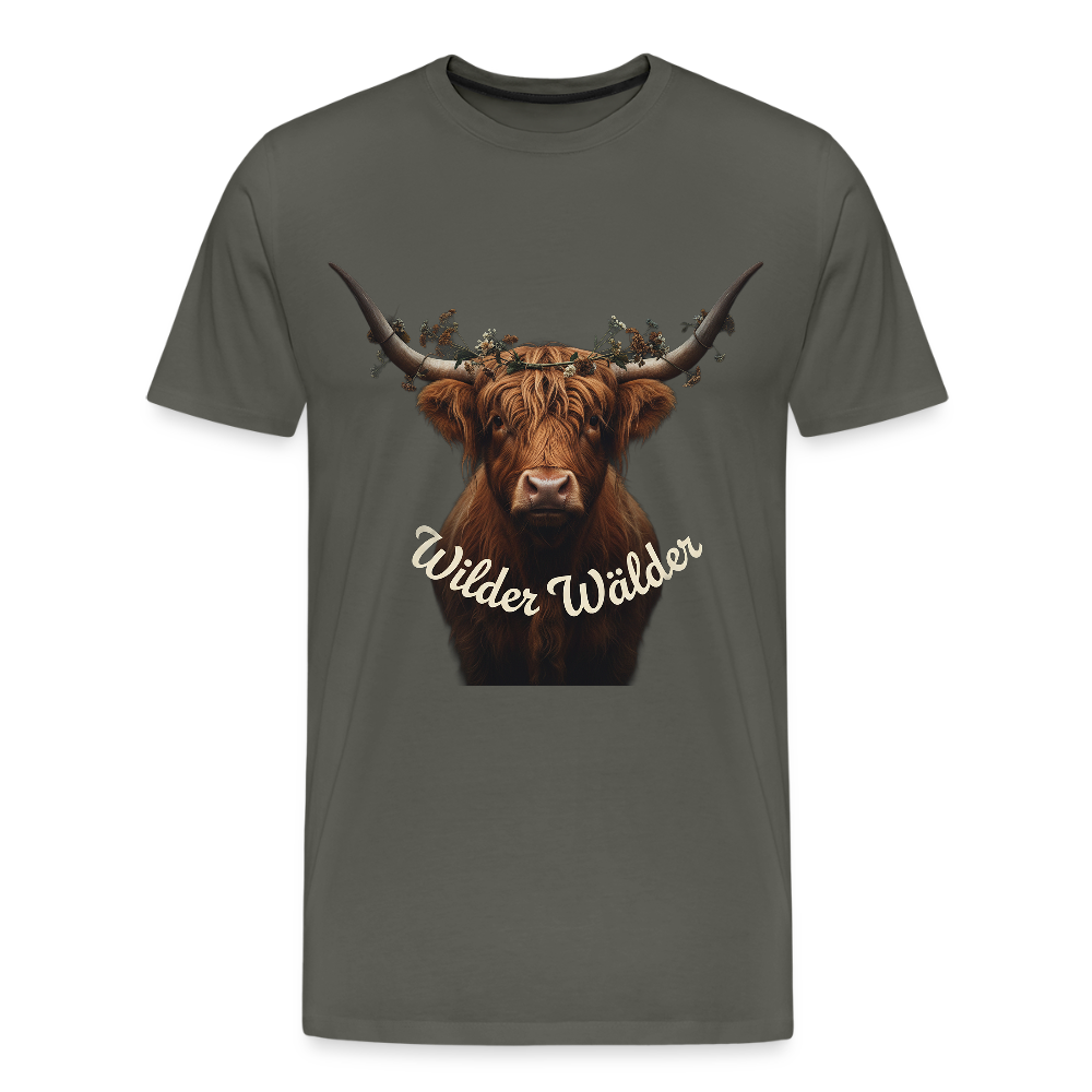 Wilder Wälder – Schwarzwald Highland Rind | Männer Premium T-Shirt - Asphalt