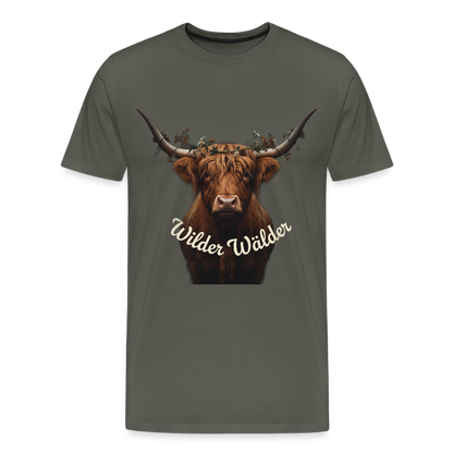 Wilder Wälder – Schwarzwald Highland Rind | Männer Premium T-Shirt - Asphalt