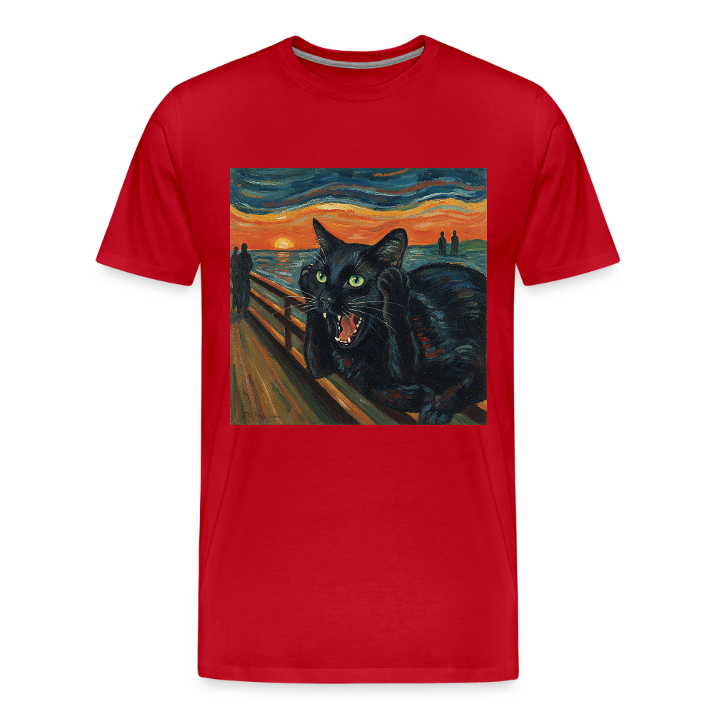 Der Schrei… aber die Katze hat’s zuerst gemerkt | Männer Premium T-Shirt - Rot