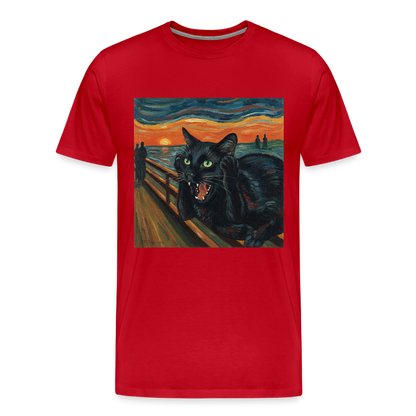 Der Schrei… aber die Katze hat’s zuerst gemerkt | Männer Premium T-Shirt - Rot