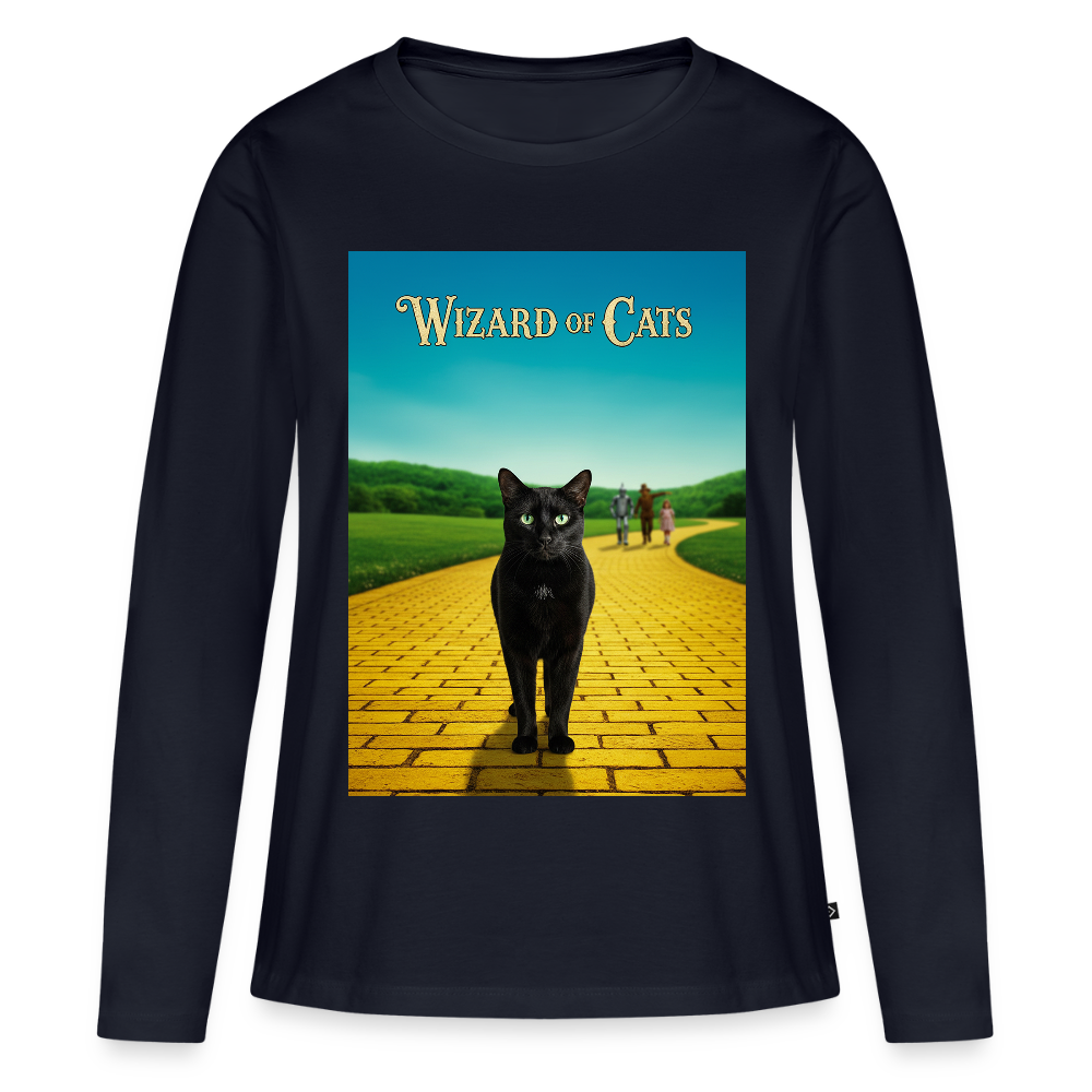 Wizard of Cats – Der gelbe Weg gehört Krümel | Frauen Premium Bio Langarmshirt - Navy