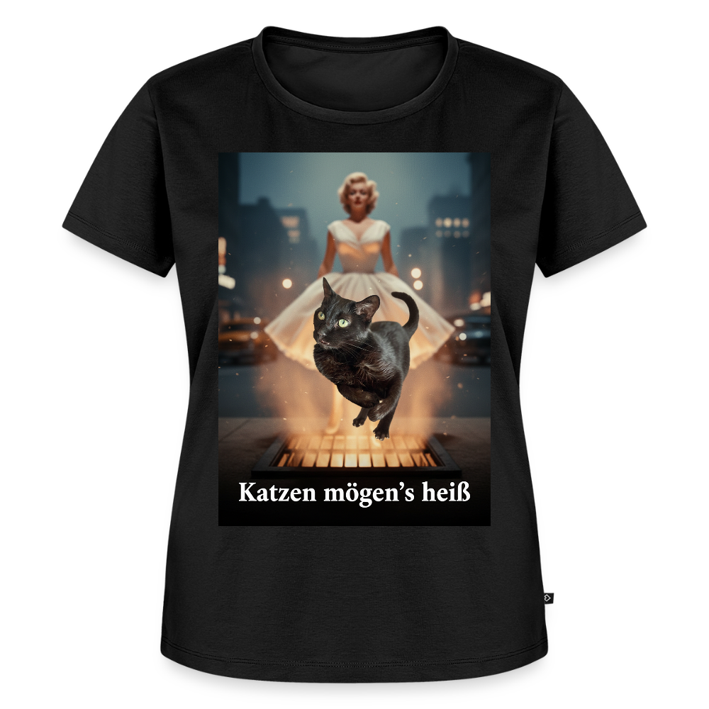 Katzen mögen’s heiß | Frauen Premium T-Shirt - Schwarz