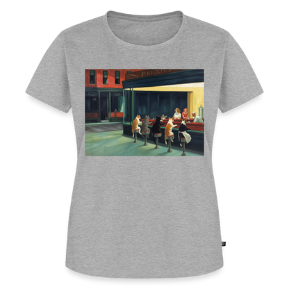 Wenn Hopper Katzen gemalt hätte | Frauen Premium T-Shirt - Grau meliert