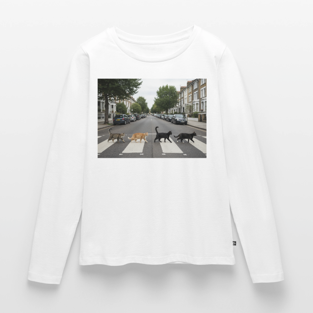 The Purrfect Crossing – Wir waren vor der Band da | Frauen Premium Bio Langarmshirt - Weiß