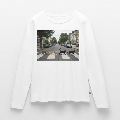 The Purrfect Crossing – Wir waren vor der Band da | Frauen Premium Bio Langarmshirt - Weiß