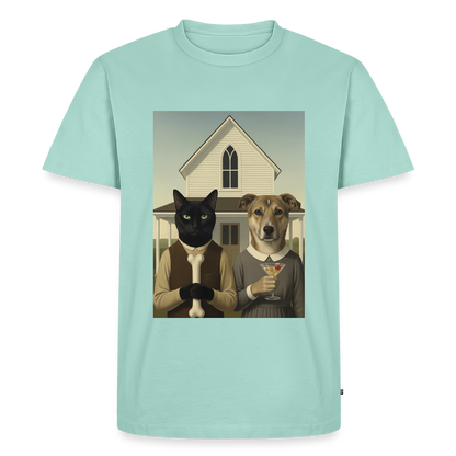American Gothic… aber mit Katze und Hund | Männer Premium T-Shirt - Mint 