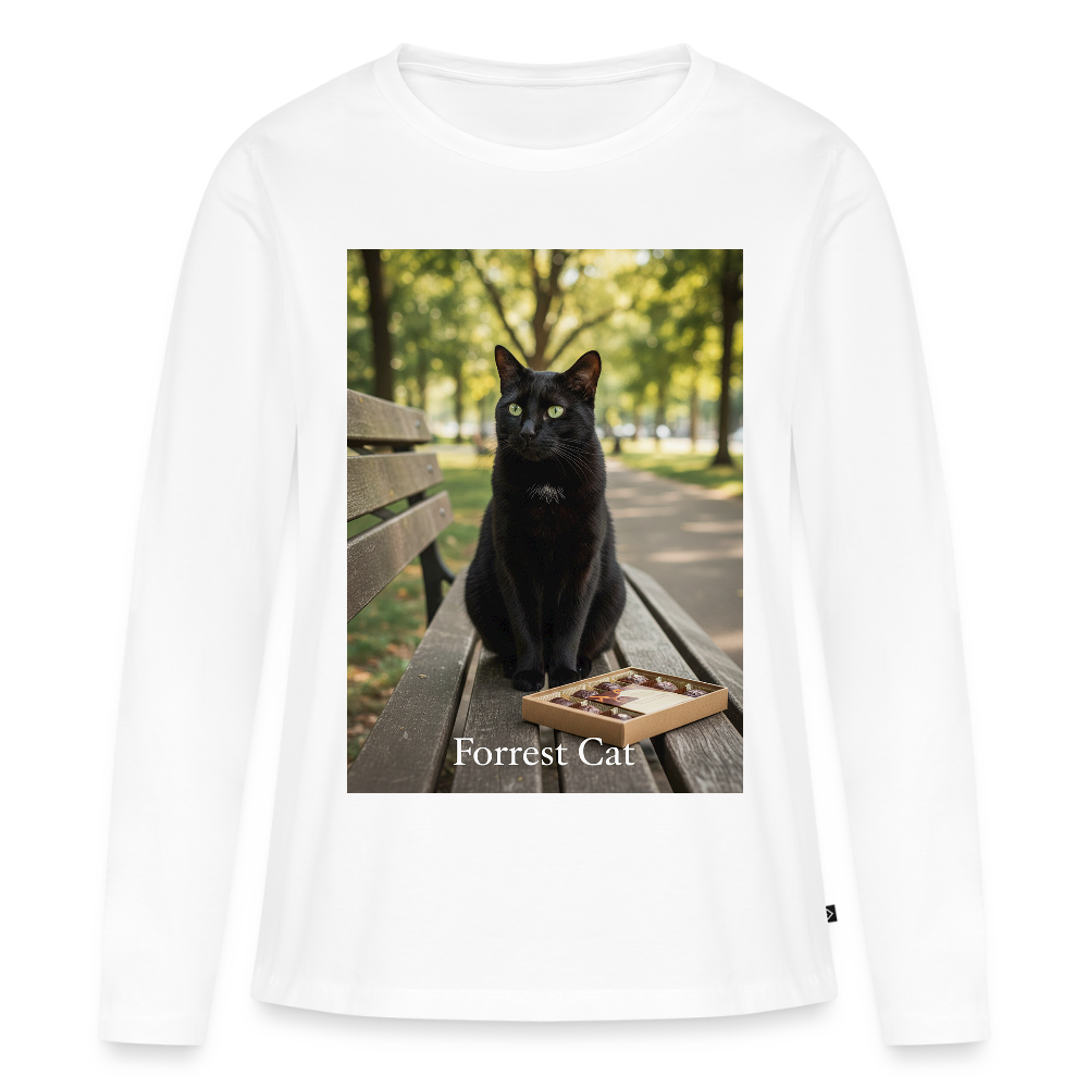 Forrest Cat – Krümel wartet | Frauen Premium Bio Langarmshirt - Weiß