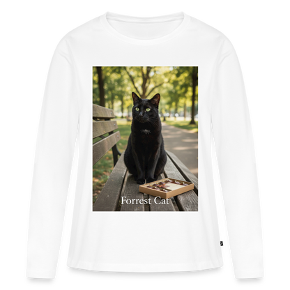 Forrest Cat – Krümel wartet | Frauen Premium Bio Langarmshirt - Weiß