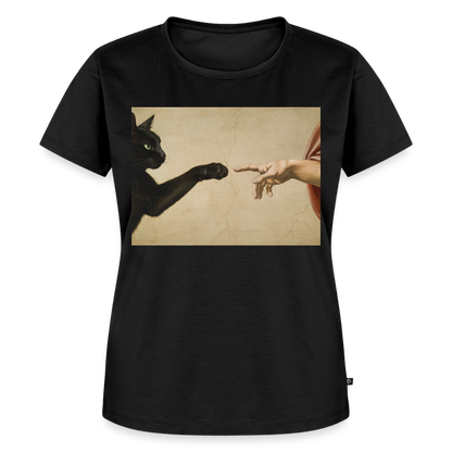 Die Erschaffung Adams… aber die Katze war schneller | Frauen Premium T-Shirt - Schwarz