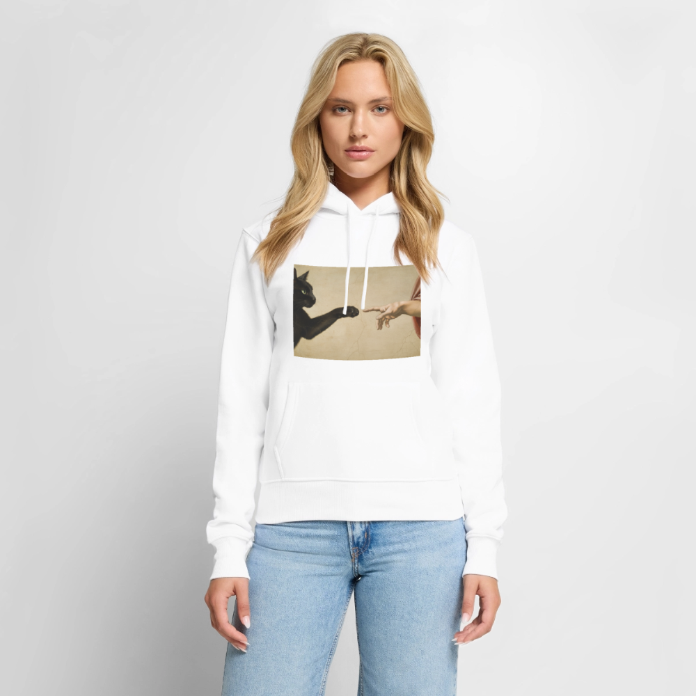 Die Erschaffung Adams… aber die Katze war schneller | Frauen Premium Hoodie - Weiß