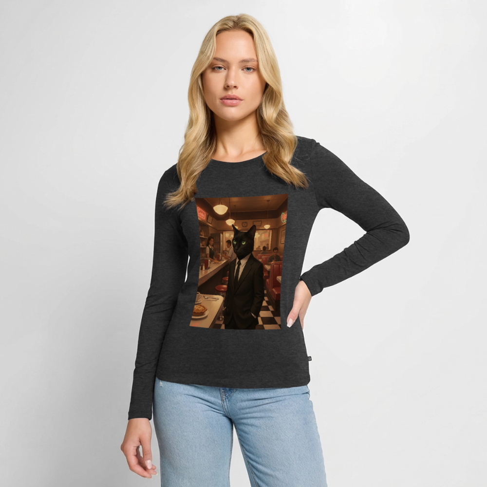 Krümel – Royale mit Pfote | Frauen Premium Bio Langarmshirt - Anthrazit meliert