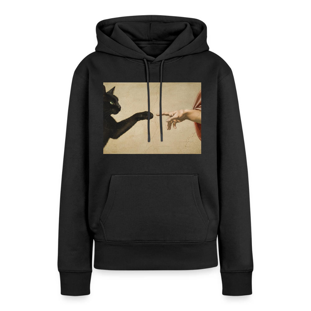 Die Erschaffung Adams… aber die Katze war schneller | Frauen Premium Hoodie - Schwarz