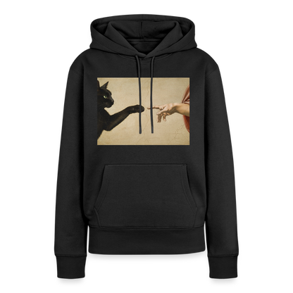 Die Erschaffung Adams… aber die Katze war schneller | Frauen Premium Hoodie - Schwarz