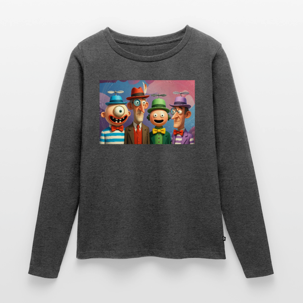 Gedankenkreise auf Hochtouren | Frauen Premium Bio Langarmshirt - Anthrazit meliert