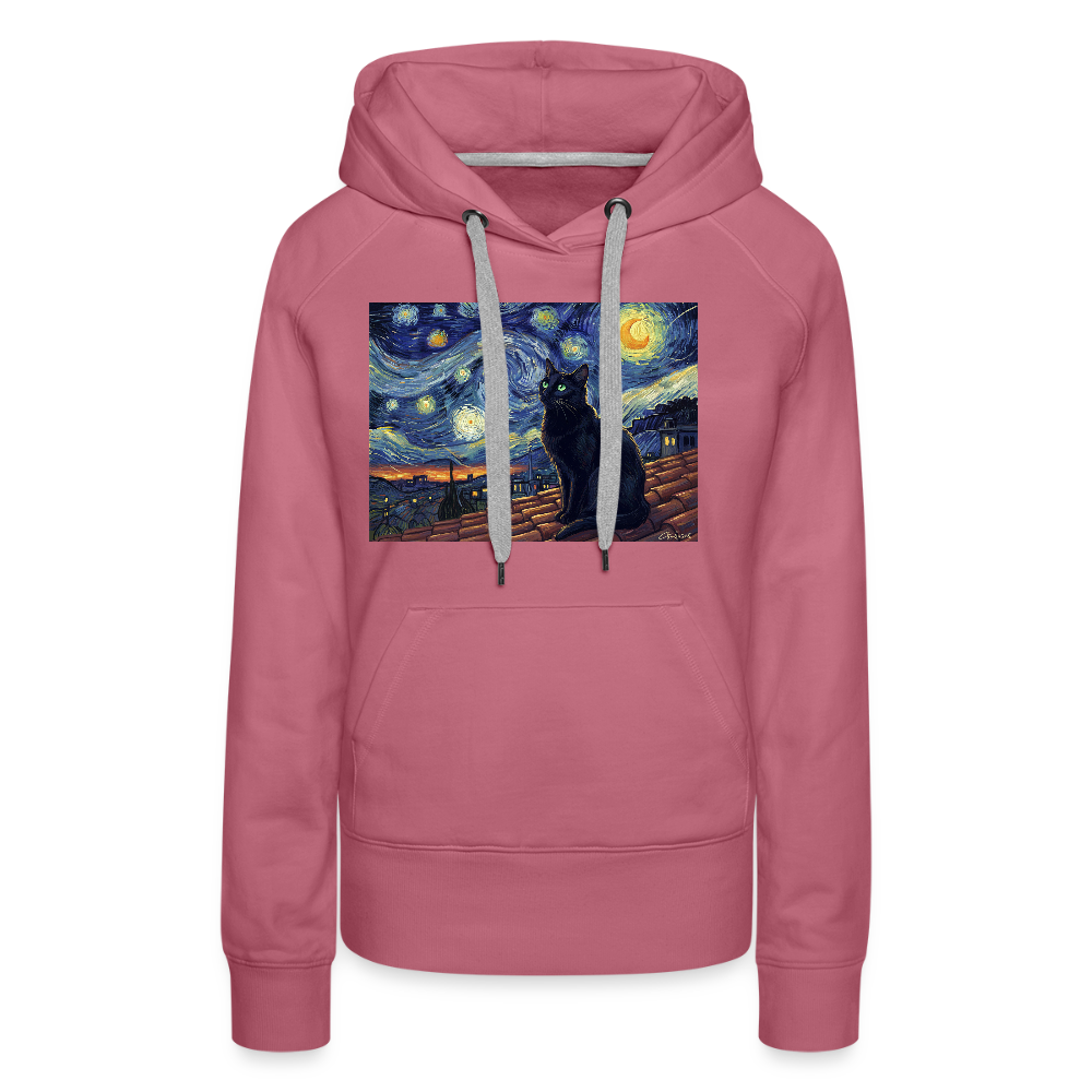 Sternennacht… aber die Katze denkt nach | Frauen Premium Hoodie - Malve