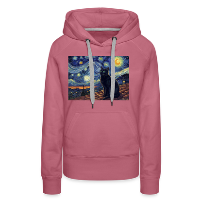 Sternennacht… aber die Katze denkt nach | Frauen Premium Hoodie - Malve