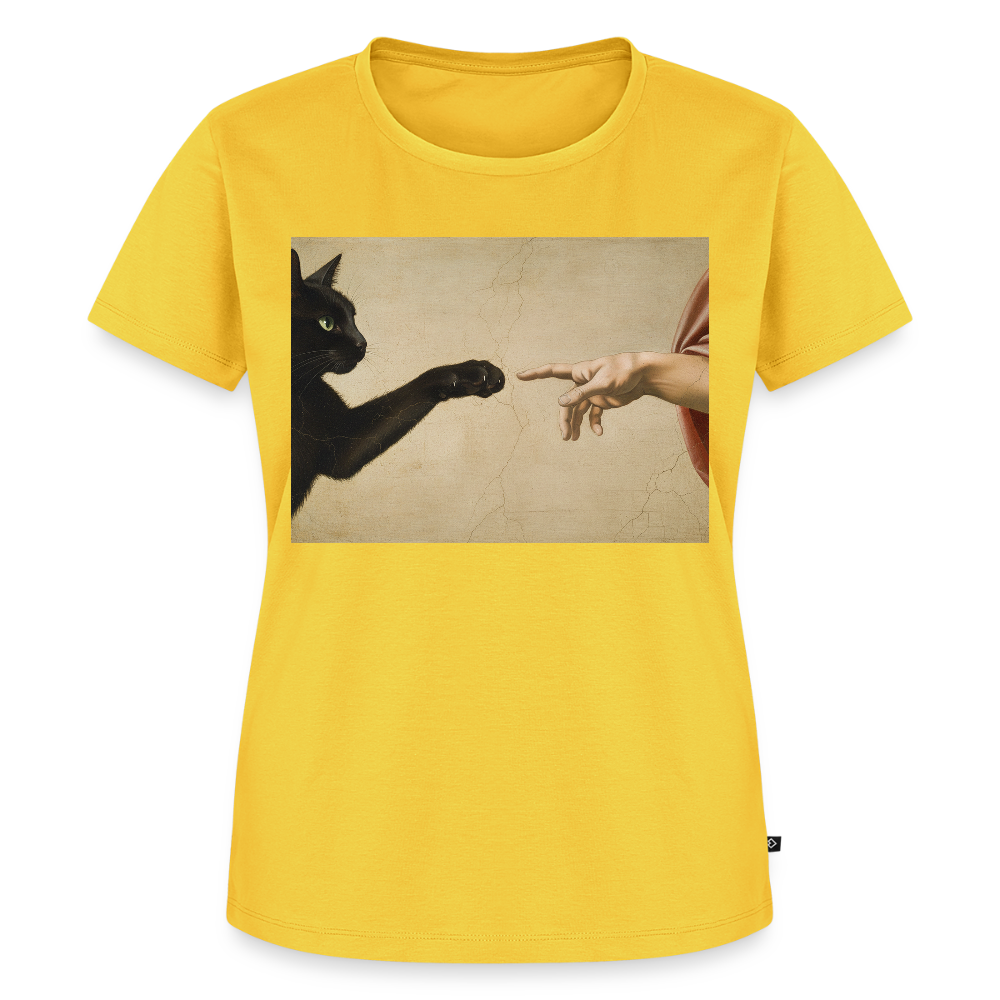 Die Erschaffung Adams… aber die Katze war schneller | Frauen Premium T-Shirt - Gelb