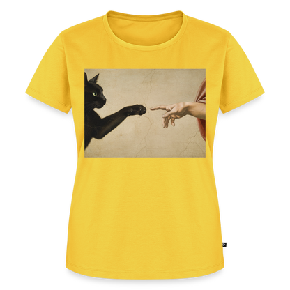 Die Erschaffung Adams… aber die Katze war schneller | Frauen Premium T-Shirt - Gelb