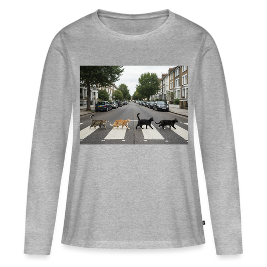 The Purrfect Crossing – Wir waren vor der Band da | Frauen Premium Bio Langarmshirt - Grau meliert