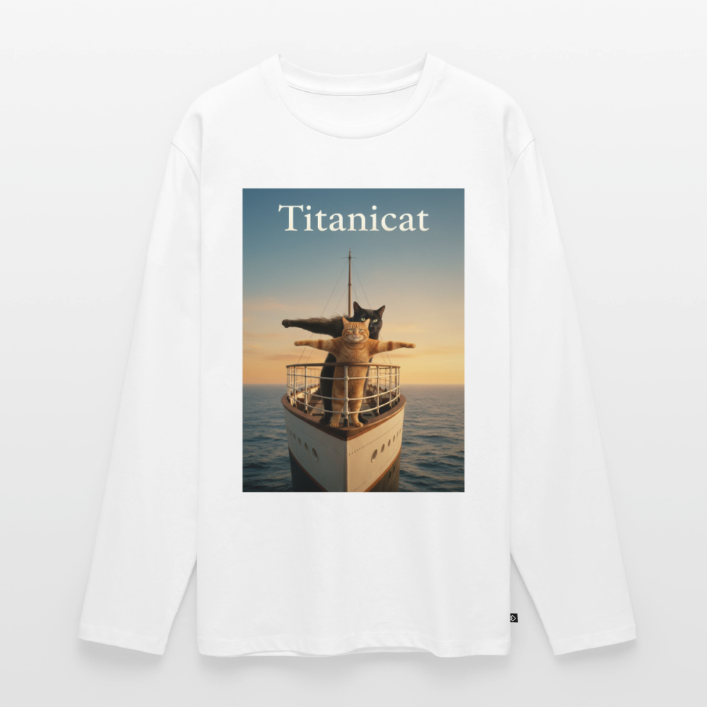 Titanicat – Ich bin der König der Kratzbäume | Männer Premium Bio Langarmshirt - Weiß