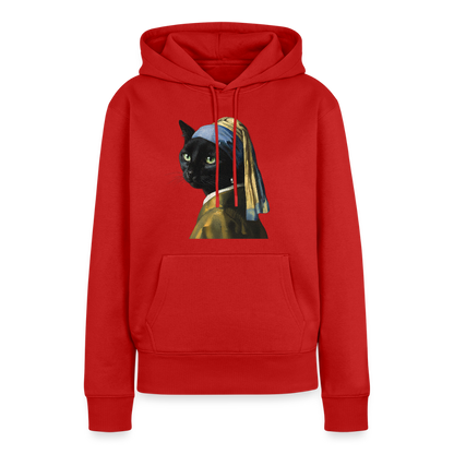 Das Mädchen mit dem Perlenohrring… aber es ist eine Katze | Frauen Premium Hoodie - Rot