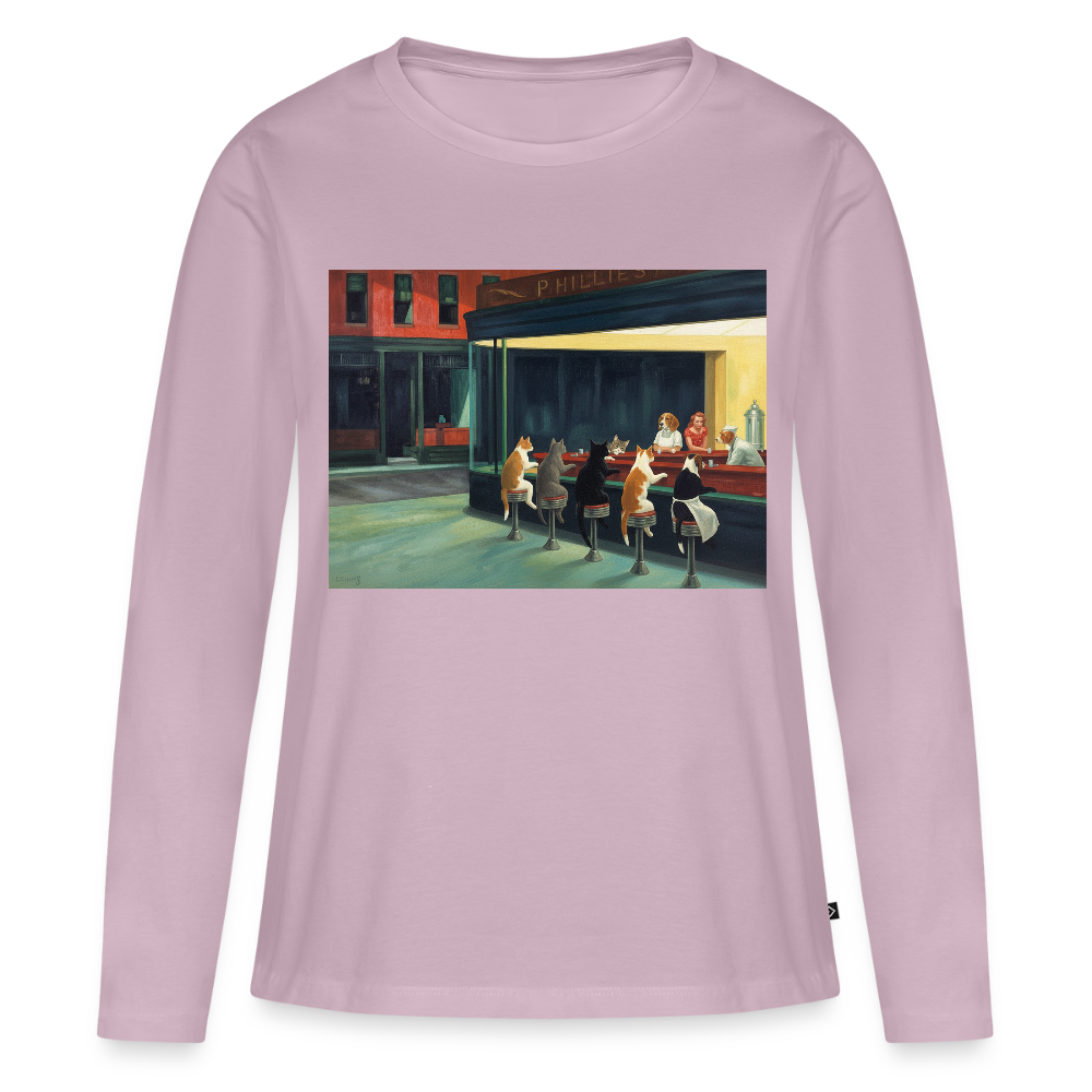 Wenn Hopper Katzen gemalt hätte | Frauen Premium Bio Langarmshirt - Altrosa