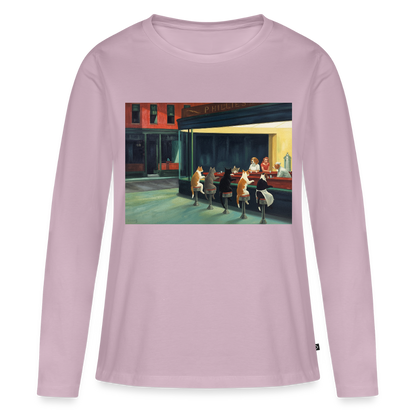 Wenn Hopper Katzen gemalt hätte | Frauen Premium Bio Langarmshirt - Altrosa