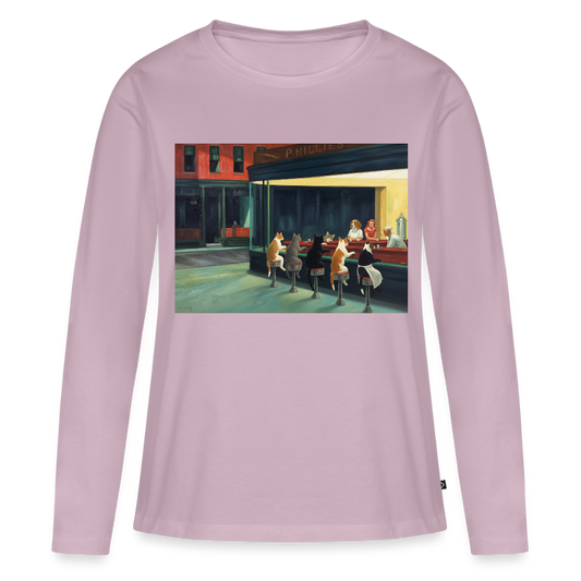 Wenn Hopper Katzen gemalt hätte | Frauen Premium Bio Langarmshirt - Altrosa