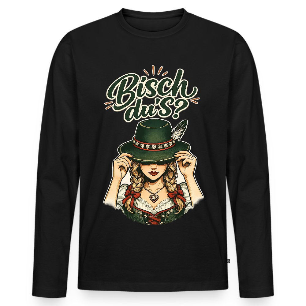 Bisch du’s? – Der Blick sagt alles | Männer Premium Bio Langarmshirt - Schwarz