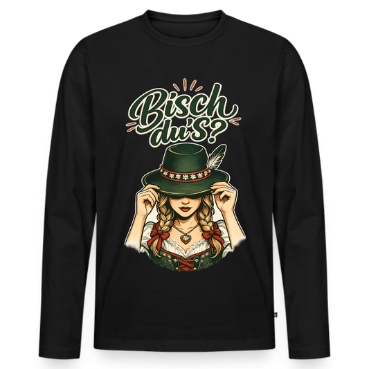 Bisch du’s? – Der Blick sagt alles | Männer Premium Bio Langarmshirt - Schwarz