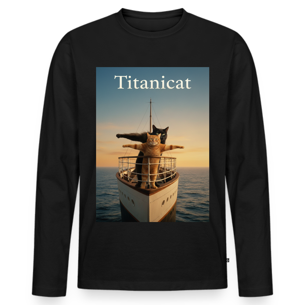 Titanicat – Ich bin der König der Kratzbäume | Männer Premium Bio Langarmshirt - Schwarz
