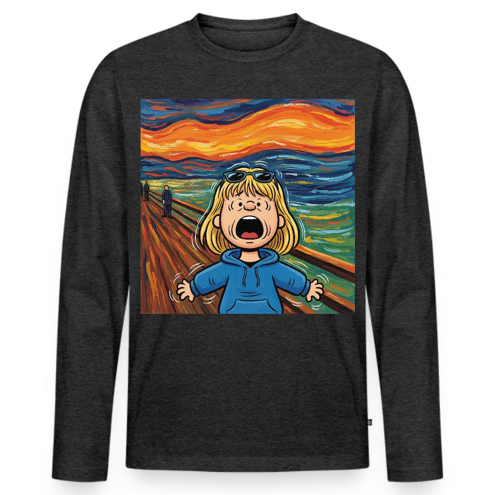 Der Schrei… manchmal bist du es selbst | Männer Premium Bio Langarmshirt - Anthrazit meliert