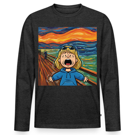 Der Schrei… manchmal bist du es selbst | Männer Premium Bio Langarmshirt - Anthrazit meliert