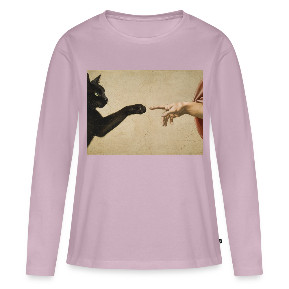 Die Erschaffung Adams… aber die Katze war schneller | Frauen Premium Bio Langarmshirt - Altrosa
