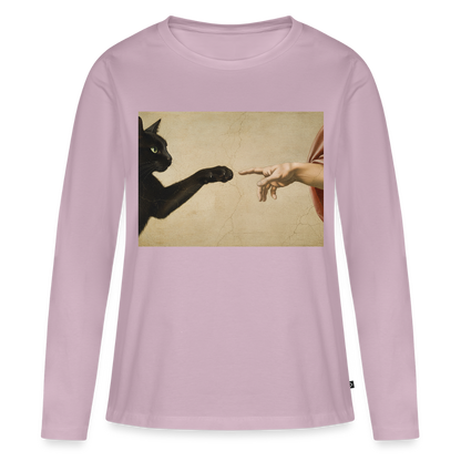 Die Erschaffung Adams… aber die Katze war schneller | Frauen Premium Bio Langarmshirt - Altrosa