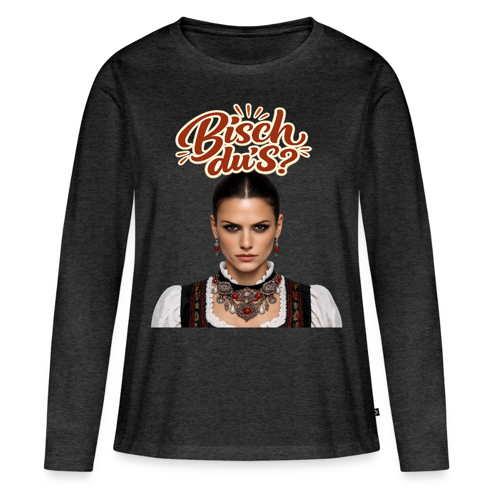 Schwarzwaldstolz – Sie weiß, wer sie isch | Frauen Premium Bio Langarmshirt - Anthrazit meliert