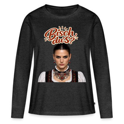 Schwarzwaldstolz – Sie weiß, wer sie isch | Frauen Premium Bio Langarmshirt - Anthrazit meliert