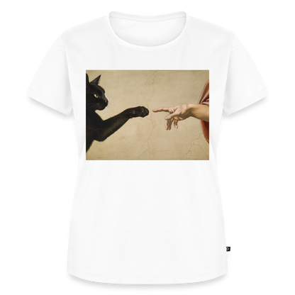 Die Erschaffung Adams… aber die Katze war schneller | Frauen Premium T-Shirt - Weiß