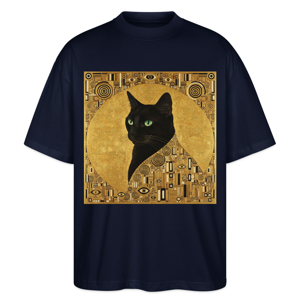 Adele… aber sie schnurrt – Goldene Katze à la Klimt | Stanley/Stella Oversized Unisex Bio T-Shirt Blaster - Navy