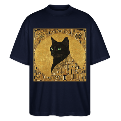 Adele… aber sie schnurrt – Goldene Katze à la Klimt | Stanley/Stella Oversized Unisex Bio T-Shirt Blaster - Navy